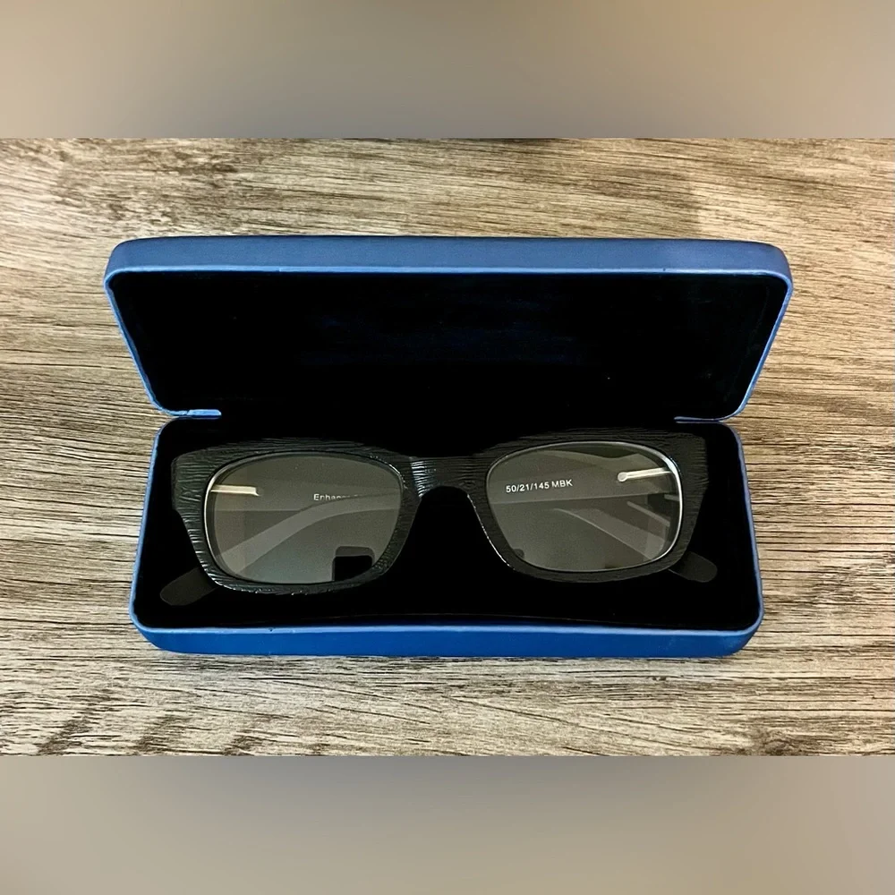 Enhance 3854 50/21/145 Black Frame Rectangular Glasses / Carrying Case